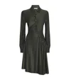 Rabanne Ruched Button Long-sleeve Mini Shirtdress In Green