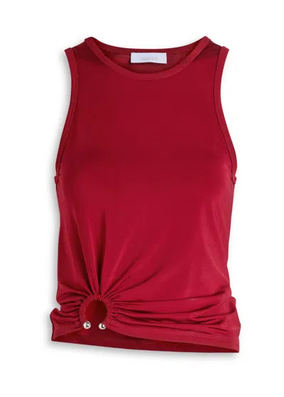 Rabanne Asymmetric Satin-jersey Tank In Red