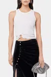 Rabanne Asymmetric Signature Pierced Tank In White In White