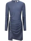 Rabanne Short Asymmetric Dress Metallic Texture In Blue