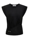 Rabanne Asymmetric Gathered-detail Blouse In Black In Negro