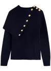 Rabanne Asymmetric Wool Jumper In Navy