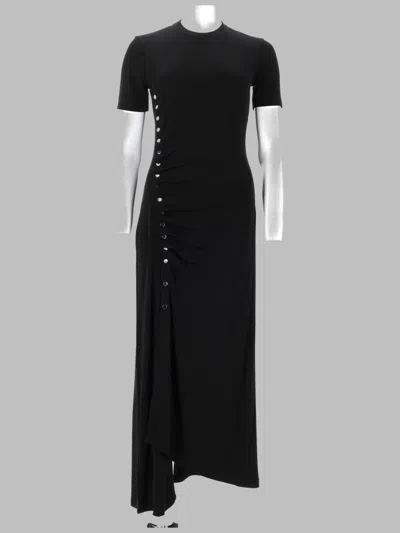 Rabanne Asymmetrical Draped Midi Dress In Black