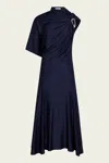 Rabanne Womens Deep Navy Aline One-short-sleeve Stretch-woven Midi Dress