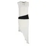 Rabanne Asymmetrical Midi Sleeveless Dress In White Viscose In White