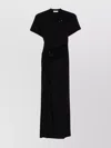 Rabanne Asymmetrical Neckline Midi Dress With Cut-out Detail In Black