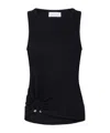 Rabanne Embellished Gathered Ribbed Stretch-cotton Jersey Tank In Black
