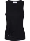 Rabanne Embellished Gathered Ribbed Stretch-cotton Jersey Tank In Black  