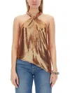 Rabanne Chainmail Asymmetric Top In Brown