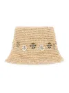 Rabanne 'autres' Beige Hat With Metallic Embellishments In Raphia Woman In Beige