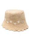 Rabanne 'autres' Beige Hat With Metallic Embellishments In Raphia Woman In Brown