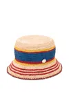 Rabanne Raffia Bucket Hat Summer Band Detail In Multi