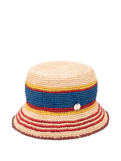 Rabanne Raffia Bucket Hat Summer Band Detail In Multi