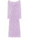 Rabanne Womens French Lavander Off-shoulder Long-sleeves Lace Midi Dress In Purple