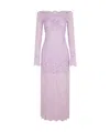 Rabanne Womens French Lavander Off-shoulder Long-sleeves Lace Midi Dress In Purple