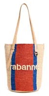 Rabanne Logo-embossed Tote Bag In Natural/cobalt/red