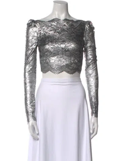 Pre-owned Rabanne Bateau Neckline Long Sleeve Crop Top In Multi