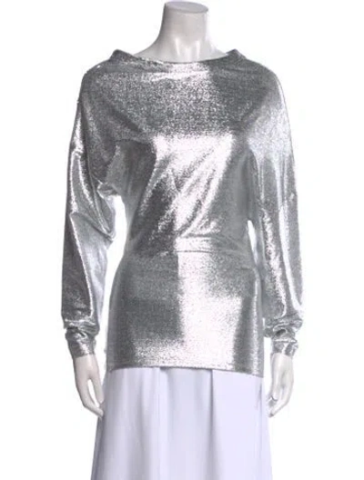 Pre-owned Rabanne Bateau Neckline Long Sleeve Sweatshirt In Silver