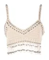 Rabanne Women's Beaded Fringe Cotton Crochet Crop Top In Nude
