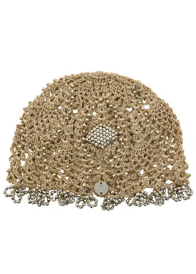 Rabanne Bead-embellished Metallic Crochet Beanie