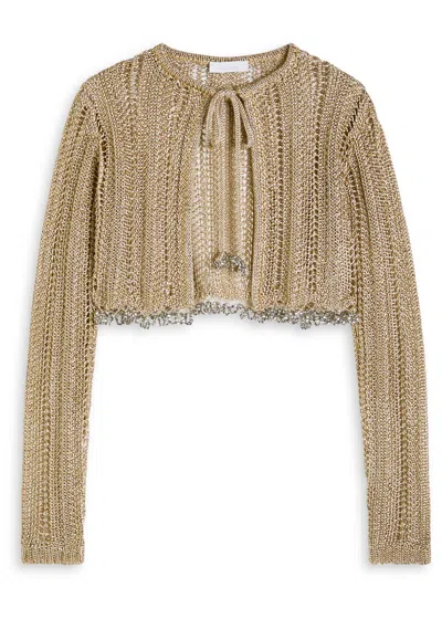 Rabanne Bead-embellished Metallic Crochet Cardigan