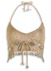 Rabanne Bead-embellished Metallic Crochet Crop Top