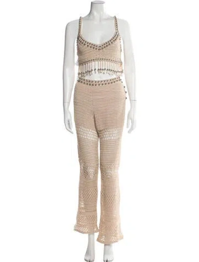 Pre-owned Rabanne Beaded Accents Pant Set In Neutral