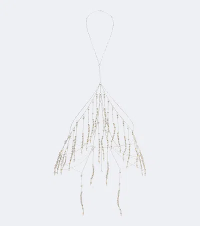 Rabanne Beaded Body Chain In Silver