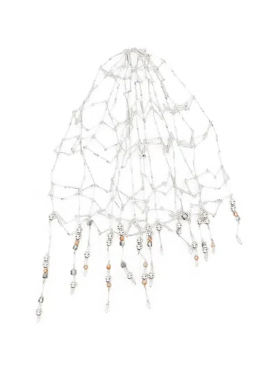 Rabanne Beaded Chain Cap In White