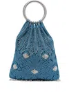 Rabanne Beaded Circular-handle Tote Bag In Blue