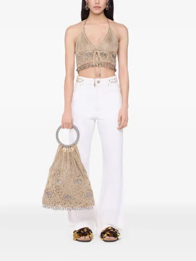 Rabanne Handtasche Mit Perlen In Gold