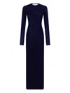 Rabanne Studded Long-sleeve Wool Maxi Dress In Black