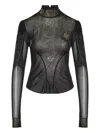 Rabanne Beaded Long-sleeved Top In Black