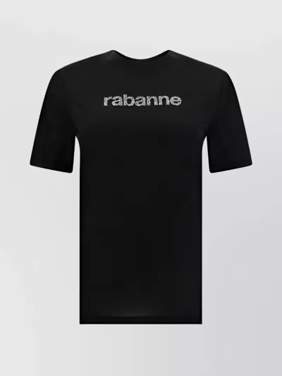 Rabanne Beaded Monochrome Crew Neck T-shirt In Black