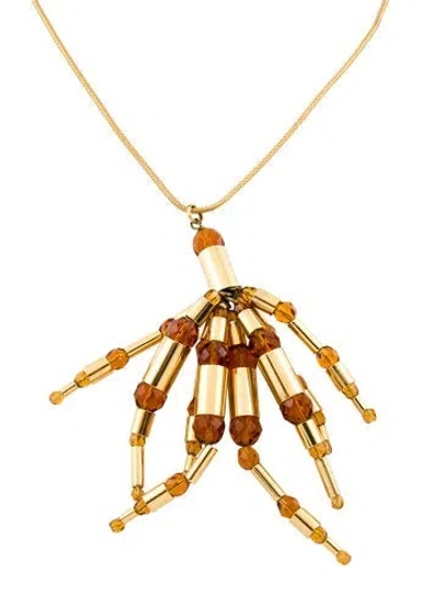Pre-owned Rabanne Beaded Pendant Necklace, 30.5" In Brown