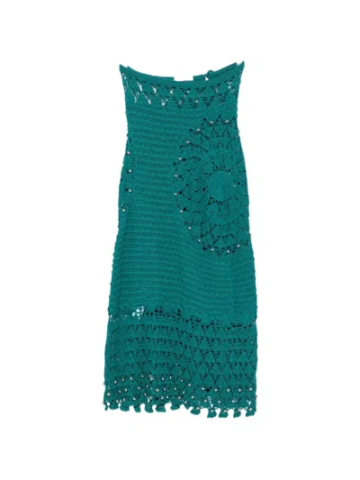 Rabanne Bead-embellished Midi Skirt In Green