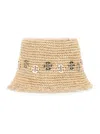 Rabanne 'autres' Beige Hat With Metallic Embellishments In Raphia Woman In Beige