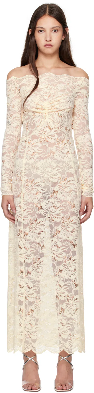 Rabanne Beige Lace Maxi Dress In Ivory