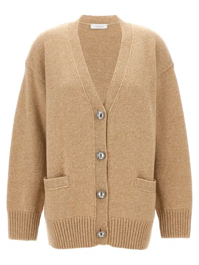RABANNE BEIGE LOGO BUTTONS CARDIGAN