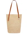 Rabanne Logo-embroidered Raffia Tote Bag In Multi