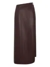 Rabanne Belted Leather Split Midi Skirt In Brown
