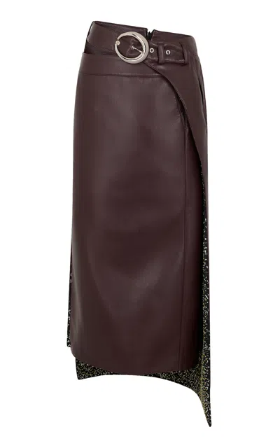 Rabanne Belted Midi Skirt In Burgundy