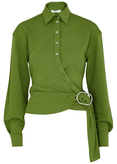 Rabanne Belted Wrap Shirt In Green