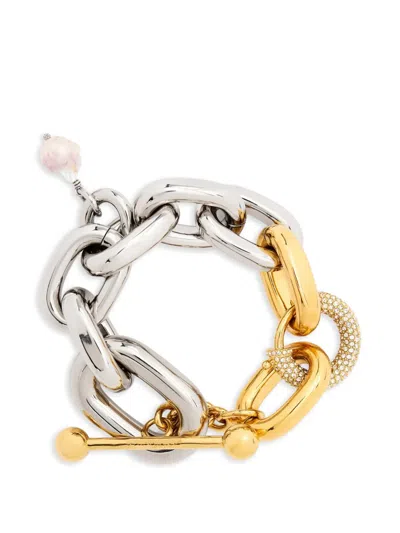 Rabanne Bicolor Link Pendant Bracelet In Gold