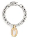 Rabanne Silver-colored Necklace With Pendant And Engraved Logo In Brass Woman In Oro E Argento