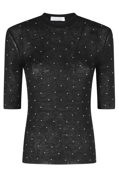 Rabanne Black All-over Crystal Short-sleeve Cupro-blend Sweater