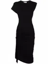 Shop Rabanne Black Asymmetric Midi Dress