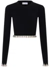 Rabanne Embellished Wool Cropped Top In Black