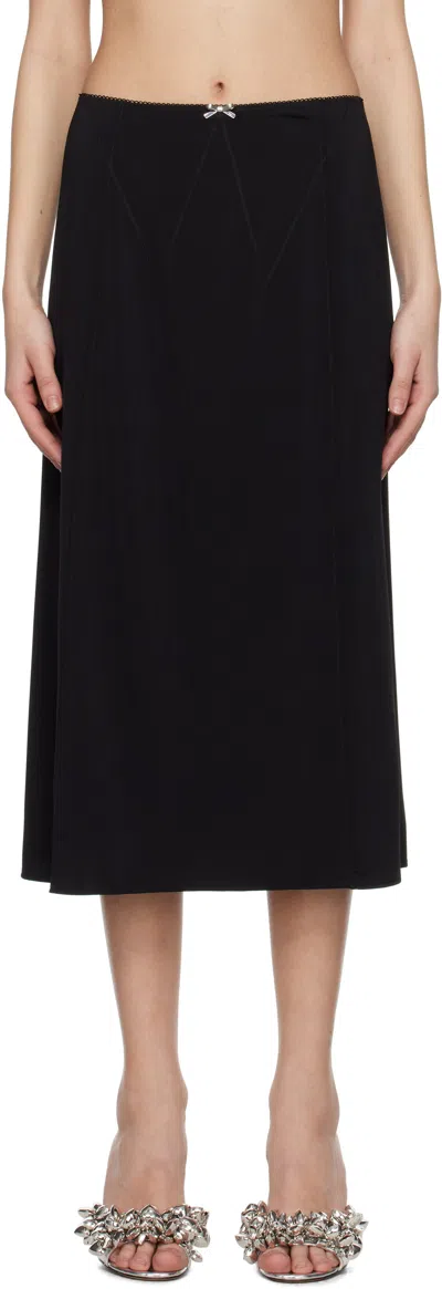 RABANNE BLACK BOW MIDI SKIRT