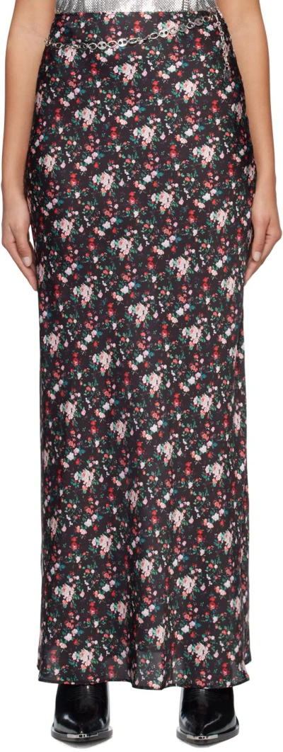 Rabanne Black Chain Midi Skirt In V985 Black Xs Rose G